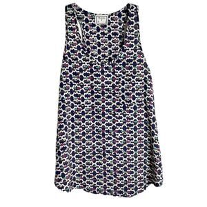 Traciel Women's Tank Top Size S Fish Print Navy Blue Purple Racerback Sleeveless
